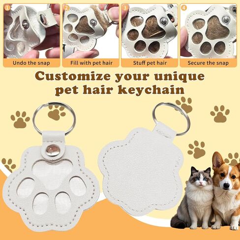 3 Pcs Pet Hair Storage Keychains, Cute Leather Paw Keychain Pet Hair Keepsake Keyring,Dog Fur Storage Keychain Pet Memorial Gifts for Bag Purse Paw Charm Key in Saudi Arabia