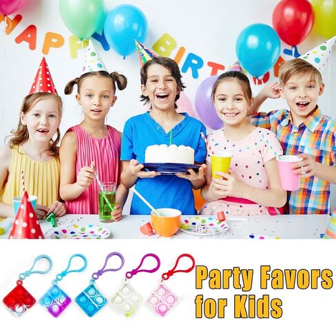 100 Pack Square Pop Pop-keychain keychain pop toys toys bulk party favor for Kids 4-8،8-12 year in Kuwait