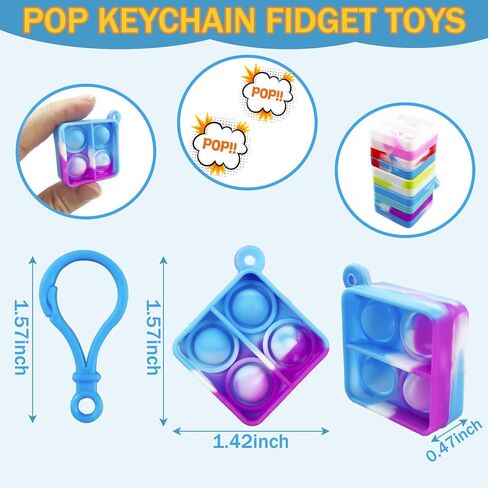 100 Pack Square Pop Pop-keychain keychain pop toys toys bulk party favor for Kids 4-8،8-12 year in Kuwait