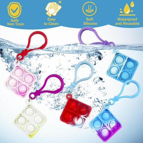 100 Pack Square Pop Pop-keychain keychain pop toys toys bulk party favor for Kids 4-8،8-12 year in Kuwait