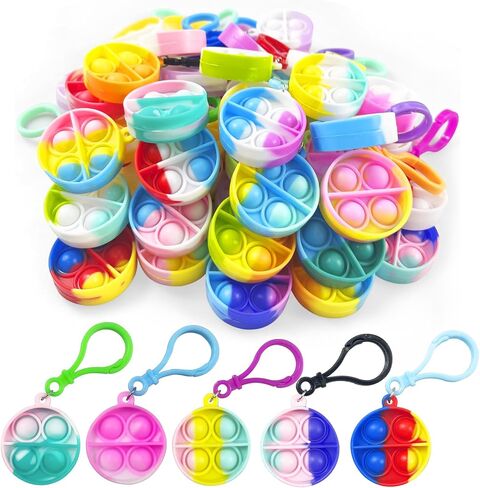 100 Pack Square Pop Pop-keychain keychain pop toys toys bulk party favor for Kids 4-8،8-12 year in Kuwait