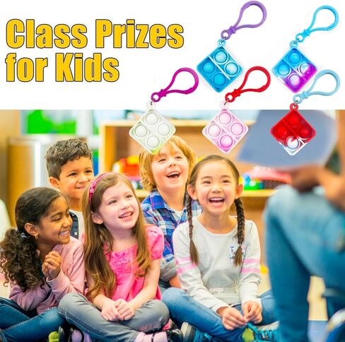 100 Pack Square Pop Pop-keychain keychain pop toys toys bulk party favor for Kids 4-8،8-12 year in Kuwait