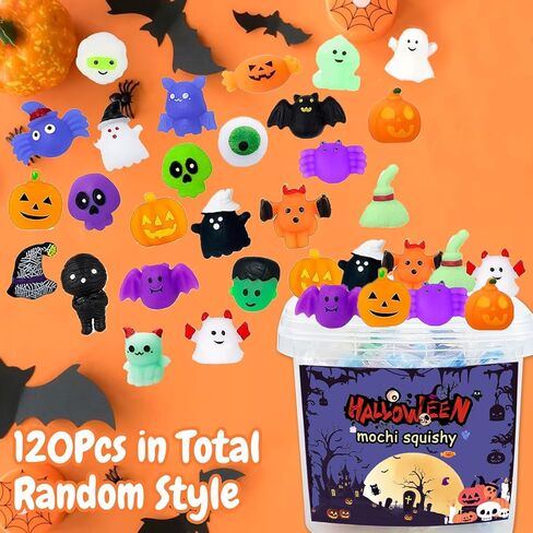 120pcs حفلات الحفلات للأطفال جائزة الفصول الدراسية Mochi Squishy mini kawaii squishies الإجهاد القلق ألعاب الفصح سلة الحشوات مع صندوق التخزين (أسلوب الهالوين) in Kuwait