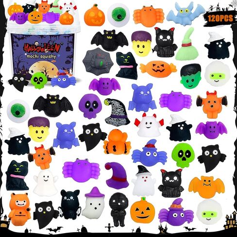 120pcs حفلات الحفلات للأطفال جائزة الفصول الدراسية Mochi Squishy mini kawaii squishies الإجهاد القلق ألعاب الفصح سلة الحشوات مع صندوق التخزين (أسلوب الهالوين) in Kuwait