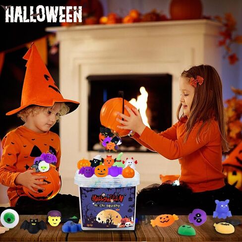 120pcs حفلات الحفلات للأطفال جائزة الفصول الدراسية Mochi Squishy mini kawaii squishies الإجهاد القلق ألعاب الفصح سلة الحشوات مع صندوق التخزين (أسلوب الهالوين) in Kuwait