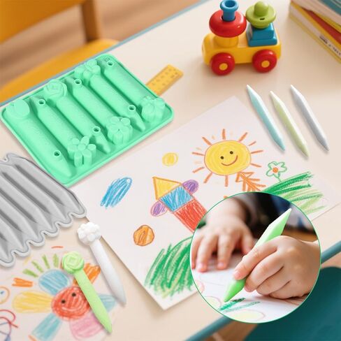 3 Pcs Crayon Molds Silicone Oven Safe,3D Silicone Molds for Crayon, Reusable Triangle Chocolate Making Tools for DIY Candle, Chocolate, Jelly Making in Kuwait