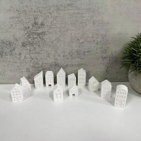 12 PCS House Candle Mould ، قوالب منزل سيليكون ثلاثي الأبعاد ، قالب سيليكون شمعة غجر ، قوالب قابلة لإعادة الاستخدام للحرف ، عيد الميلاد ، صنع الشموع in Saudi Arabia