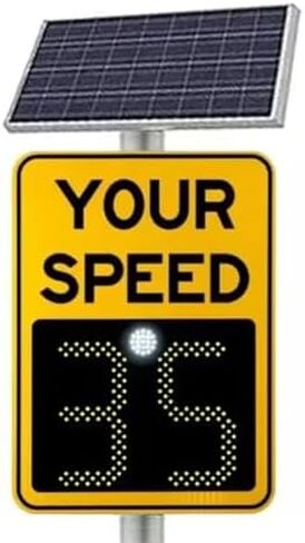 Solar Powered LED Radar Speed Display Sign - Adjustable Speed Limit, Aluminium Construction, Includes Accessories, 60x90 cm - Enhance Road Safety with Real-Time Speed Monitoring in Saudi Arabia