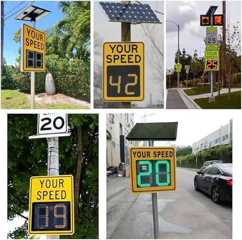 Solar Powered LED Radar Speed Display Sign - Adjustable Speed Limit, Aluminium Construction, Includes Accessories, 60x90 cm - Enhance Road Safety with Real-Time Speed Monitoring in Saudi Arabia