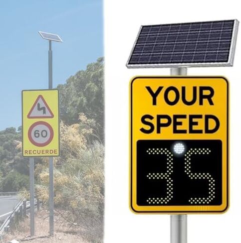 Solar Powered Speed Limit Sign, Flashing Radar Indicator, Durable Aluminium Display for Highways & Speed-Limited Roads, 60x90 cm, Enhanced Traffic Safety in Saudi Arabia