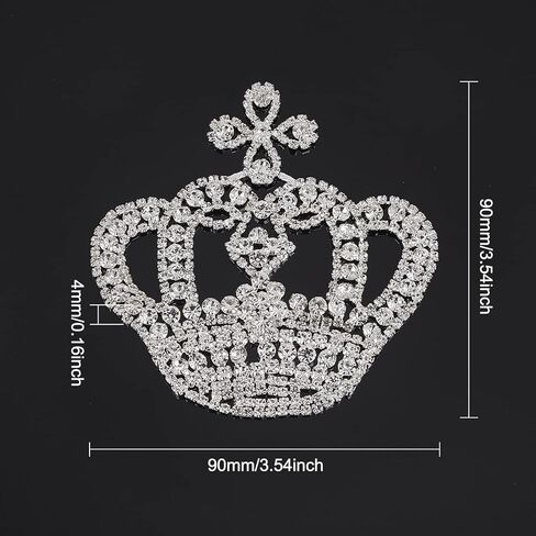 FINGERINSPIRE Crown Rhinestone Patches - Sewing Appliques, 3.54x3.54 inch Crown Shaped Patch Appliques Glitter, Wedding Prom Bridesmaid Dress Hat Bag Decor in Saudi Arabia
