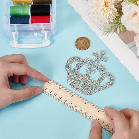 FINGERINSPIRE Crown Rhinestone Patches - Sewing Appliques, 3.54x3.54 inch Crown Shaped Patch Appliques Glitter, Wedding Prom Bridesmaid Dress Hat Bag Decor in Saudi Arabia