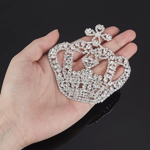 FINGERINSPIRE Crown Rhinestone Patches - Sewing Appliques, 3.54x3.54 inch Crown Shaped Patch Appliques Glitter, Wedding Prom Bridesmaid Dress Hat Bag Decor in Saudi Arabia