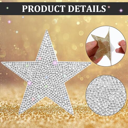12 Pcs Rhinestone Star Stickers, Adhesive Applique Stars Glitter Auto Emblem Decals Decoration Crystal Patches for Clothing Jeans Bumper Window Laptops Luggage in Saudi Arabia
