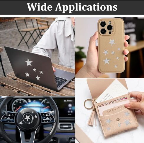 12 Pcs Rhinestone Star Stickers, Adhesive Applique Stars Glitter Auto Emblem Decals Decoration Crystal Patches for Clothing Jeans Bumper Window Laptops Luggage in Saudi Arabia