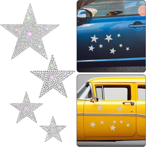 12 Pcs Rhinestone Star Stickers, Adhesive Applique Stars Glitter Auto Emblem Decals Decoration Crystal Patches for Clothing Jeans Bumper Window Laptops Luggage in Saudi Arabia