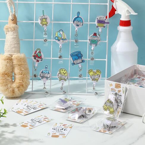 Ctosree 20 Set Housekeeping Week Gifts Bulk Retractable ID Badge Clip with Housekeeping Theme Thank You Cards Appreciation Gifts for Women Men Housekeeper Cleaner Social Workers Staff Coworker in Saudi Arabia