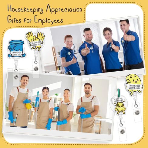 Ctosree 20 Set Housekeeping Week Gifts Bulk Retractable ID Badge Clip with Housekeeping Theme Thank You Cards Appreciation Gifts for Women Men Housekeeper Cleaner Social Workers Staff Coworker in Saudi Arabia