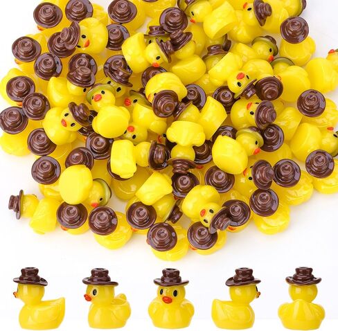 80 Pcs Mini Resin Cowboy Ducks, Tiny Yellow Ducks, Miniature Western Cowboy Duck Figurines for Western Party Decor, Landscape, Dollhouse, Garden, Aquarium in Saudi Arabia
