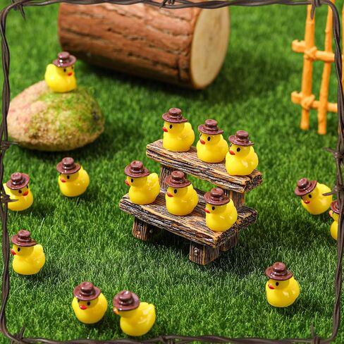 80 Pcs Mini Resin Cowboy Ducks, Tiny Yellow Ducks, Miniature Western Cowboy Duck Figurines for Western Party Decor, Landscape, Dollhouse, Garden, Aquarium in Saudi Arabia