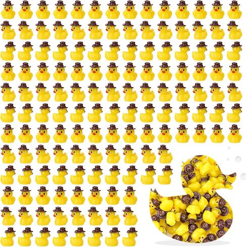 80 Pcs Mini Resin Cowboy Ducks, Tiny Yellow Ducks, Miniature Western Cowboy Duck Figurines for Western Party Decor, Landscape, Dollhouse, Garden, Aquarium in Saudi Arabia