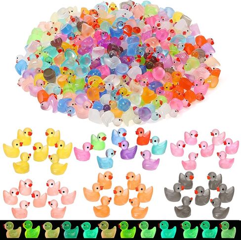 252pcs بط راتنجات ميني مضيئة ، 18 لونًا ، توهجًا صغيرًا للبط بالبط في The Dark ، Tiny Ducks Miniatures Fairy Garden Aquarium Dollhous in Saudi Arabia