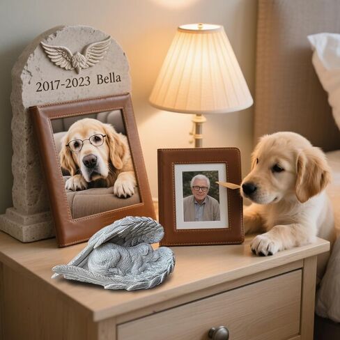 Dog Memorial Gifts for Loss of Dog,Resin Pet Memorial Statues,Forever My Guardian Angel Memorial Gifts(White) in Saudi Arabia