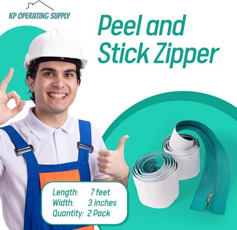 Peel and Stick Zipper 2 Pack - Heavy Dust - Gurr Hariers ، Brudgning ، Bitch by KP Operating Supply 7ft × 3in - Teal in Kuwait