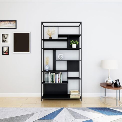 رف الكتب رف الكتب المعدنية Nordic Metal Reshelf Multi-Storage Storage Skelf غرفة المعيشة Office Office Simple Partition Displish على رف الكتب مع التخزين (A ، 120 * 25 * 200 سم) in Saudi Arabia