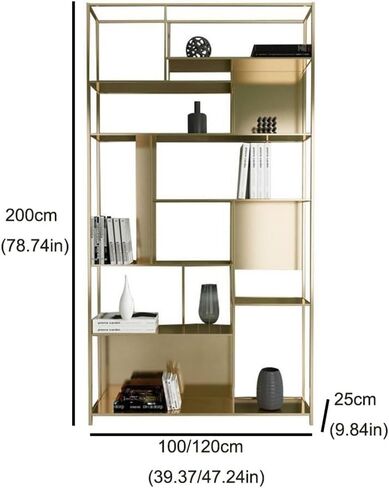 رف الكتب رف الكتب المعدنية Nordic Metal Reshelf Multi-Storage Storage Skelf غرفة المعيشة Office Office Simple Partition Displish على رف الكتب مع التخزين (A ، 120 * 25 * 200 سم) in Saudi Arabia