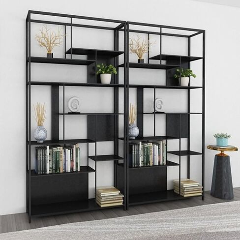 رف الكتب رف الكتب المعدنية Nordic Metal Reshelf Multi-Storage Storage Skelf غرفة المعيشة Office Office Simple Partition Displish على رف الكتب مع التخزين (A ، 120 * 25 * 200 سم) in Saudi Arabia