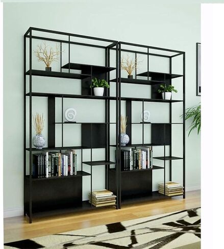 رف الكتب رف الكتب المعدنية Nordic Metal Reshelf Multi-Storage Storage Skelf غرفة المعيشة Office Office Simple Partition Displish على رف الكتب مع التخزين (A ، 120 * 25 * 200 سم) in Saudi Arabia