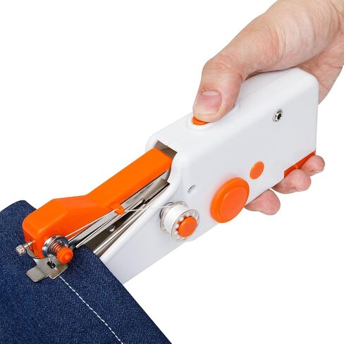 Handheld Sewing Machine CS101,Sewing Machine for Beginners,Portable Electric Mini Samll Hand Held Kit for Adults and Kids Ages 8-12 Included Mannual and Accessories,Quick Stitching,White and Orange in Saudi Arabia