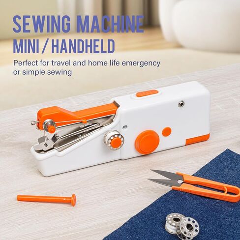 Handheld Sewing Machine CS101,Sewing Machine for Beginners,Portable Electric Mini Samll Hand Held Kit for Adults and Kids Ages 8-12 Included Mannual and Accessories,Quick Stitching,White and Orange in Saudi Arabia