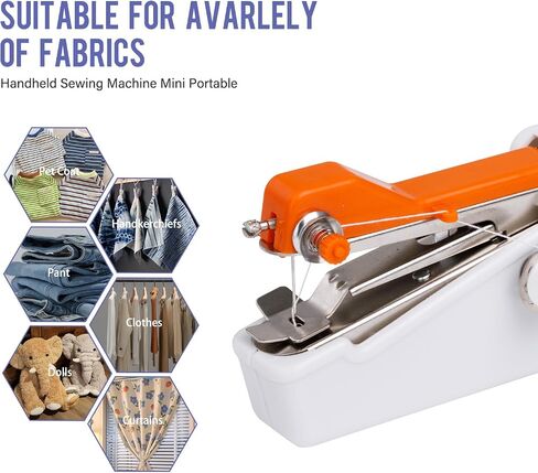 Handheld Sewing Machine CS101,Sewing Machine for Beginners,Portable Electric Mini Samll Hand Held Kit for Adults and Kids Ages 8-12 Included Mannual and Accessories,Quick Stitching,White and Orange in Saudi Arabia