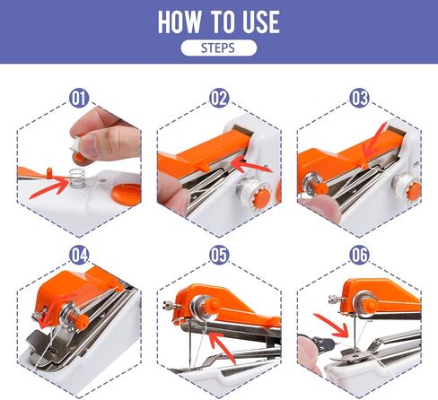 Handheld Sewing Machine CS101,Sewing Machine for Beginners,Portable Electric Mini Samll Hand Held Kit for Adults and Kids Ages 8-12 Included Mannual and Accessories,Quick Stitching,White and Orange in Saudi Arabia