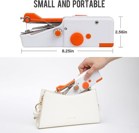 Handheld Sewing Machine CS101,Sewing Machine for Beginners,Portable Electric Mini Samll Hand Held Kit for Adults and Kids Ages 8-12 Included Mannual and Accessories,Quick Stitching,White and Orange in Saudi Arabia
