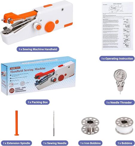 Handheld Sewing Machine CS101,Sewing Machine for Beginners,Portable Electric Mini Samll Hand Held Kit for Adults and Kids Ages 8-12 Included Mannual and Accessories,Quick Stitching,White and Orange in Saudi Arabia