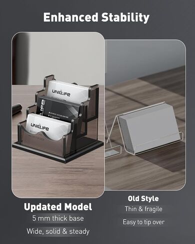 Uniclife Acrylic Business Card Holder for Desk 3 Slots Horizontal Business Card Display Stand for Men and Women Desktop Name Card Organizer Card Stand for Office Home, 180 Card Capacity, Black in Saudi Arabia