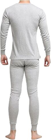 Men Winter Fleece Lined 100% Cotton Thermal Long Johns Top Bottom Underwear Set in Kuwait