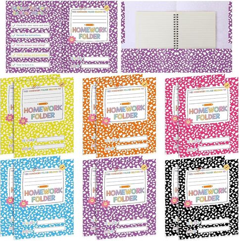 Funrous 12 Pcs Writing Pocket Folders Bulk Classroom Homework Folders with Two Pocket Composition Take Home Folder Gifts for Classroom Home Office Elementary Students Teachers School Supplies in Saudi Arabia