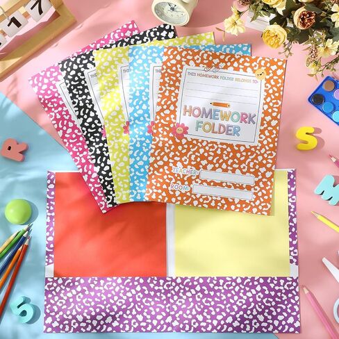 Funrous 12 Pcs Writing Pocket Folders Bulk Classroom Homework Folders with Two Pocket Composition Take Home Folder Gifts for Classroom Home Office Elementary Students Teachers School Supplies in Saudi Arabia