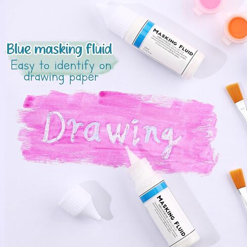 2 PCS سائل التقنيع للطلاء المائي ، زجاجة سعة 15 مل مع فوهة Applicator 3 مم ، قلم سائل إخفاء لمختلف المشاريع الفنية الحبر المائي (الأزرق) in Saudi Arabia