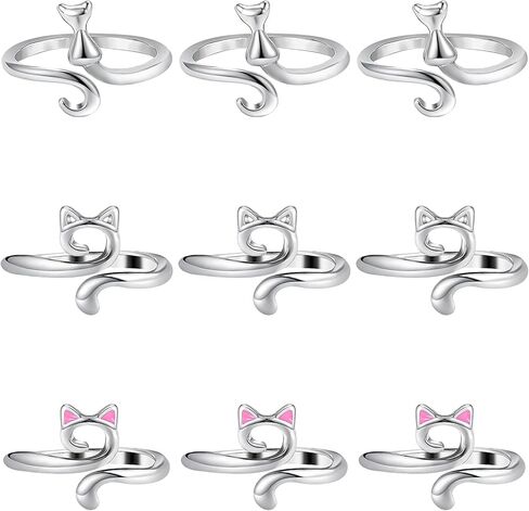 9pcs حلقات الكروشيه لتوتر الكروشيه خاتم التوتر لخطوص إصبع القطة لخطوشة الكروشيه حلقات الكروشيه حلقة الفضة الحياكة القابلة للتعديل الأدوات الأساسية الإكسسوارات in Kuwait