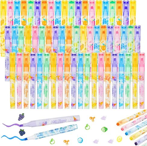 60 Pcs Scented Markers Bulk Kid Back to School Gift for Student 6 Color Fruit Smelly Markers with Cute Stamps Vibrant Classroom Supply Teacher Supply First Day of School Adult Gift Office in Saudi Arabia