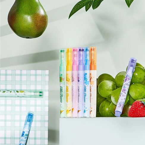 60 Pcs Scented Markers Bulk Kid Back to School Gift for Student 6 Color Fruit Smelly Markers with Cute Stamps Vibrant Classroom Supply Teacher Supply First Day of School Adult Gift Office in Saudi Arabia
