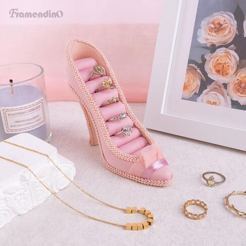 Framendino, 2 Pack High Heel Ring Display Holder Shoe Jewelry Heeled Earring Rack Elegant Tower Stylish Decoration Ornaginzer Bridal in Saudi Arabia