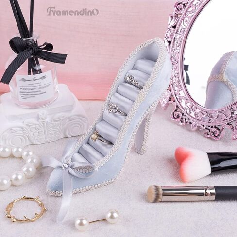 Framendino, 2 Pack High Heel Ring Display Holder Shoe Jewelry Heeled Earring Rack Elegant Tower Stylish Decoration Ornaginzer Bridal in Saudi Arabia