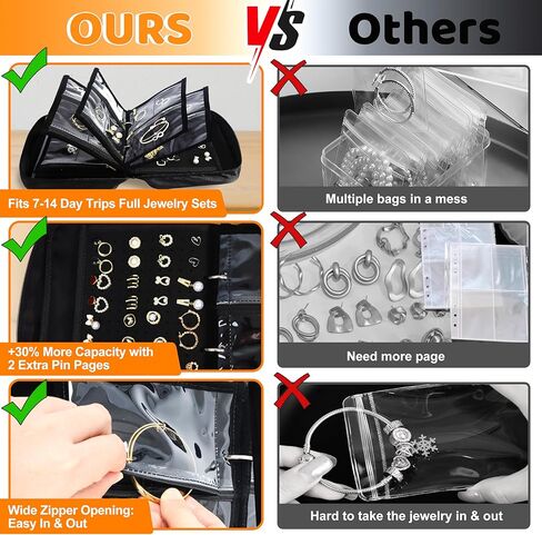 Meneng Travel Jewelry Case Organizer: PU Leather Jewelry Storage Book مع 20 صفحة PVC + 2 أوراق مخملية - موثق مجوهرات مقاومة للماء للمدونين in Kuwait