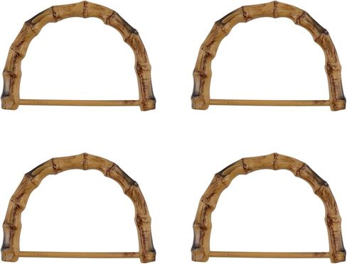 Geesatis 8pcs Imitation Wooden Handbag Handles Replacement,Plastic Round Shaped Bag Handles,Round Purse Handbag Handles for Crochet Bag Rattan Woven Beach Bag(Diameter: 5.12in) in Saudi Arabia
